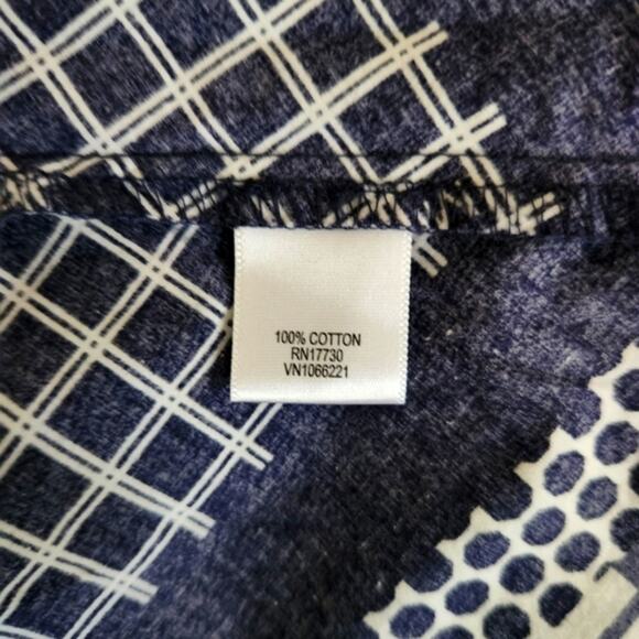 ISAAC MIZRAHI Navy Blue White Multi Print Sleeveless A-line Maxi Summer Dress XS - Picture 7 of 9